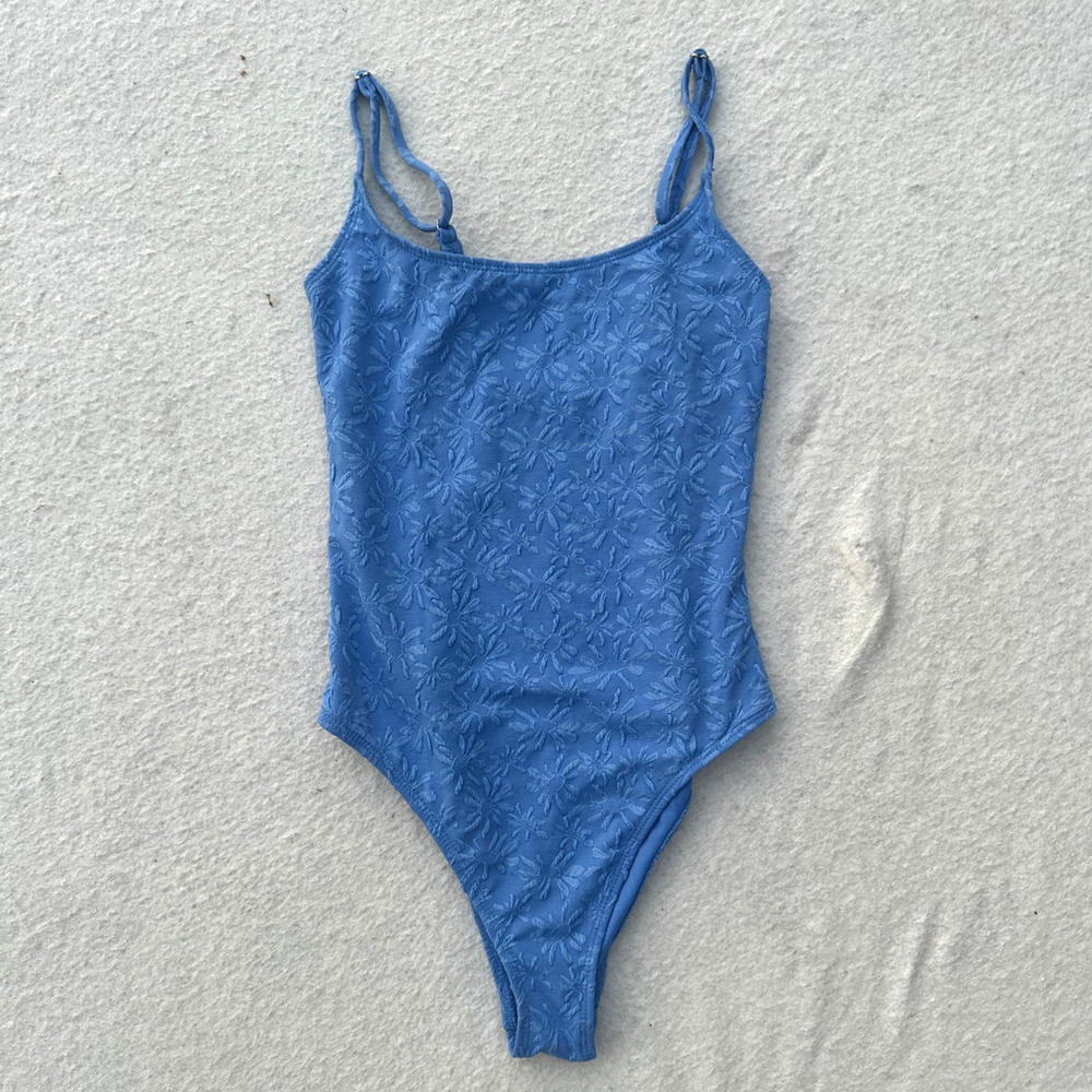 Volcom Coco One-Piece Swimsuit Women's Size S Blue Scoop Surf Suit